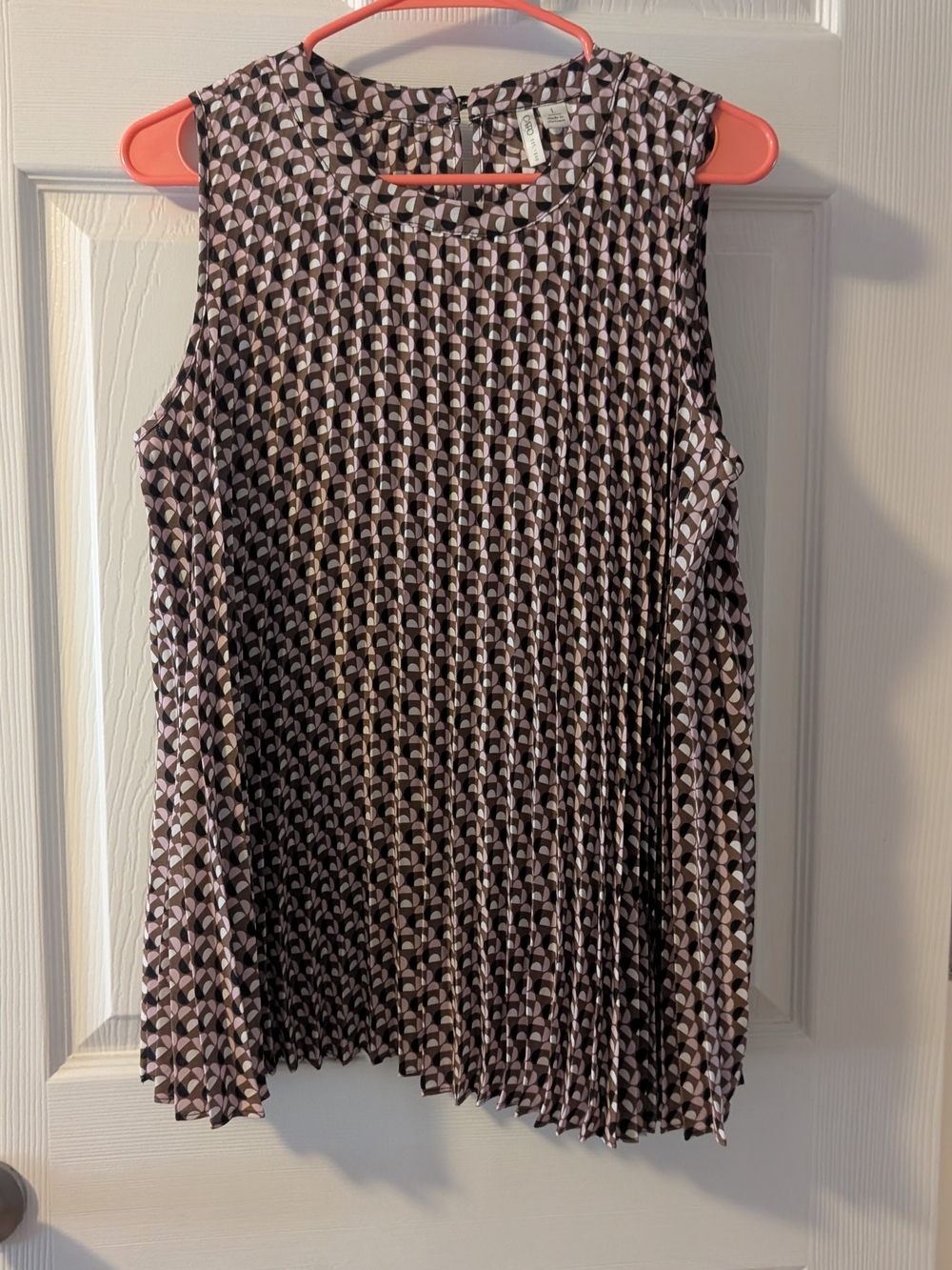 Cato Brown and Pink Geometric Sleeveless Top